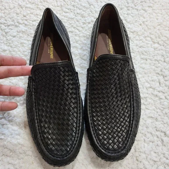 Men\'s Size 9.5 JOHNSTON & MURPHY  Black Woven Slip-On Sheepskin Loafers EUC Buy Johnston & Murphy Men Waterproof Sheepskin Leather Slip  main image 3